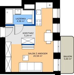 1 pokój, mieszkanie 30,45 m², piętro 1, oferta nr AA0105, Niedziałkowskiego Park, Poznań, Wilda, ul. Niedziałkowskiego Park