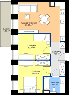 3 pokoje, mieszkanie 61,82 m², piętro 1, oferta nr AA0111, Niedziałkowskiego Park, Poznań, Wilda, ul. Niedziałkowskiego Park