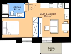 1 pokój, mieszkanie 30,82 m², piętro 2, oferta nr AA0204, Niedziałkowskiego Park, Poznań, Wilda, ul. Niedziałkowskiego Park
