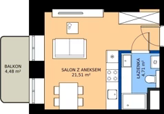 1 pokój, mieszkanie 26,22 m², piętro 1, oferta nr AA0109, Niedziałkowskiego Park, Poznań, Wilda, ul. Niedziałkowskiego Park