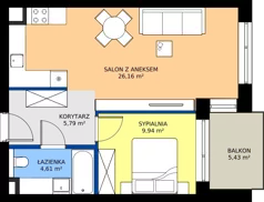 2 pokoje, mieszkanie 46,50 m², piętro 1, oferta nr BC0105, Niedziałkowskiego Park, Poznań, Wilda, ul. Niedziałkowskiego Park