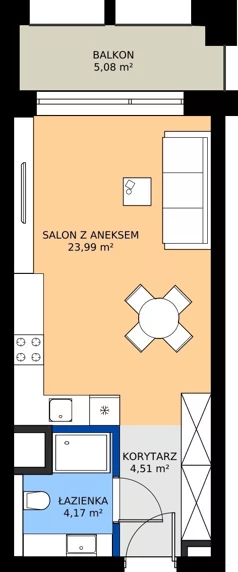 1 pokój, mieszkanie 32,68 m², piętro 2, oferta nr BA0211, Niedziałkowskiego Park, Poznań, Wilda, ul. Niedziałkowskiego Park