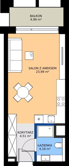 1 pokój, mieszkanie 32,68 m², piętro 1, oferta nr BA0110, Niedziałkowskiego Park, Poznań, Wilda, ul. Niedziałkowskiego Park