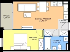 2 pokoje, mieszkanie 42,25 m², piętro 2, oferta nr 1.2.6, Atria Nowe Żerniki, Wrocław, Żerniki, Fabryczna, ul. Ernesta Maya