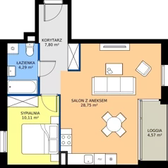 2 pokoje, mieszkanie 50,95 m², piętro 3, oferta nr 1.3.3, Atria Nowe Żerniki, Wrocław, Żerniki, Fabryczna, ul. Ernesta Maya