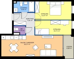 3 pokoje, mieszkanie 63,84 m², parter, oferta nr 1.0.2, Atria Nowe Żerniki, Wrocław, Żerniki, Fabryczna, ul. Ernesta Maya