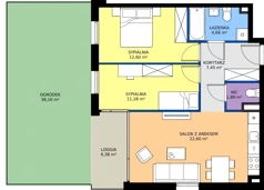 3 pokoje, mieszkanie 60,50 m², parter, oferta nr 1.0.3, Atria Nowe Żerniki, Wrocław, Żerniki, Fabryczna, ul. Ernesta Maya
