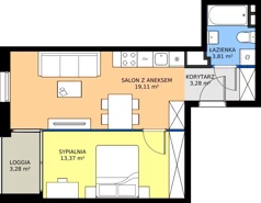 2 pokoje, mieszkanie 39,57 m², piętro 2, oferta nr 2.2.7, Atria Nowe Żerniki, Wrocław, Żerniki, Fabryczna, ul. Ernesta Maya