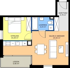 2 pokoje, mieszkanie 45,81 m², piętro 3, oferta nr 2.3.6, Atria Nowe Żerniki, Wrocław, Żerniki, Fabryczna, ul. Ernesta Maya