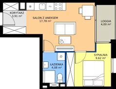 2 pokoje, mieszkanie 35,39 m², piętro 1, oferta nr 3.1.8, Atria Nowe Żerniki, Wrocław, Żerniki, Fabryczna, ul. Ernesta Maya