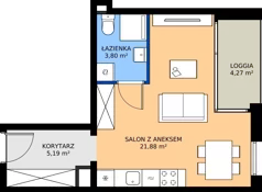 1 pokój, mieszkanie 30,87 m², piętro 2, oferta nr 3.2.1, Atria Nowe Żerniki, Wrocław, Żerniki, Fabryczna, ul. Ernesta Maya