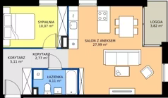 2 pokoje, mieszkanie 50,05 m², piętro 1, oferta nr 3.1.7, Atria Nowe Żerniki, Wrocław, Żerniki, Fabryczna, ul. Ernesta Maya