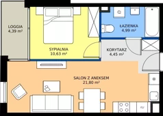 2 pokoje, mieszkanie 41,87 m², piętro 2, oferta nr 4.2.7, Atria Nowe Żerniki, Wrocław, Żerniki, Fabryczna, ul. Ernesta Maya
