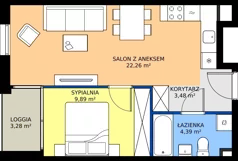2 pokoje, mieszkanie 40,02 m², piętro 1, oferta nr 4.1.6, Atria Nowe Żerniki, Wrocław, Żerniki, Fabryczna, ul. Ernesta Maya