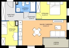 3 pokoje, mieszkanie 57,97 m², piętro 1, oferta nr 4.1.3, Atria Nowe Żerniki, Wrocław, Żerniki, Fabryczna, ul. Ernesta Maya