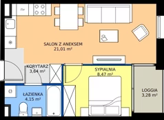 2 pokoje, mieszkanie 37,27 m², piętro 1, oferta nr 4.1.2, Atria Nowe Żerniki, Wrocław, Żerniki, Fabryczna, ul. Ernesta Maya