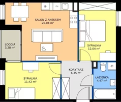 3 pokoje, mieszkanie 54,32 m², piętro 1, oferta nr 4.1.8, Atria Nowe Żerniki, Wrocław, Żerniki, Fabryczna, ul. Ernesta Maya