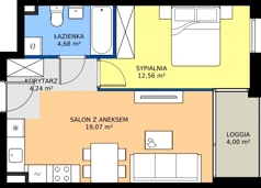 2 pokoje, mieszkanie 40,55 m², piętro 1, oferta nr 5.1.5, Atria Nowe Żerniki, Wrocław, Żerniki, Fabryczna, ul. Ernesta Maya