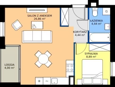 2 pokoje, mieszkanie 44,63 m², piętro 2, oferta nr 5.2.7, Atria Nowe Żerniki, Wrocław, Żerniki, Fabryczna, ul. Ernesta Maya