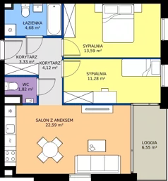 3 pokoje, mieszkanie 61,41 m², piętro 1, oferta nr 5.1.6, Atria Nowe Żerniki, Wrocław, Żerniki, Fabryczna, ul. Ernesta Maya