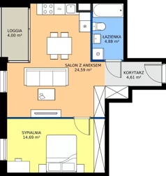 2 pokoje, mieszkanie 48,77 m², piętro 2, oferta nr 5.2.1, Atria Nowe Żerniki, Wrocław, Żerniki, Fabryczna, ul. Ernesta Maya