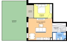 2 pokoje, mieszkanie 44,54 m², parter, oferta nr 1.0.1, Atria Nowe Żerniki, Wrocław, Żerniki, Fabryczna, ul. Ernesta Maya