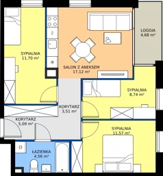 4 pokoje, mieszkanie 62,29 m², piętro 1, oferta nr 5.1.3, Atria Nowe Żerniki, Wrocław, Żerniki, Fabryczna, ul. Ernesta Maya