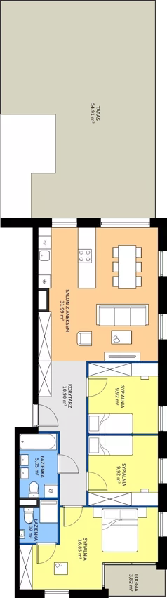 4 pokoje, mieszkanie 87,65 m², piętro 3, oferta nr 6.3.1, Atria Nowe Żerniki, Wrocław, Żerniki, Fabryczna, ul. Ernesta Maya