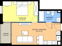 2 pokoje, mieszkanie 39,58 m², piętro 1, oferta nr 6.1.6, Atria Nowe Żerniki, Wrocław, Żerniki, Fabryczna, ul. Ernesta Maya