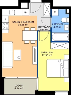 2 pokoje, mieszkanie 39,26 m², piętro 2, oferta nr 6.2.4, Atria Nowe Żerniki, Wrocław, Żerniki, Fabryczna, ul. Ernesta Maya