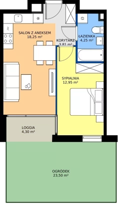 2 pokoje, mieszkanie 40,52 m², piętro 1, oferta nr 3.1.5, Atria Nowe Żerniki, Wrocław, Żerniki, Fabryczna, ul. Ernesta Maya