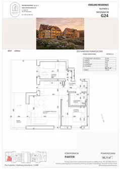 3 pokoje, mieszkanie 56,11 m², parter, oferta nr G24, Osielsko Residence bud. G, Osielsko, ul. Jana Pawła II 83
