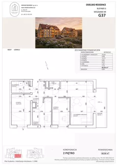 4 pokoje, mieszkanie 68,98 m², piętro 2, oferta nr G37, Osielsko Residence bud. G, Osielsko, ul. Jana Pawła II 83