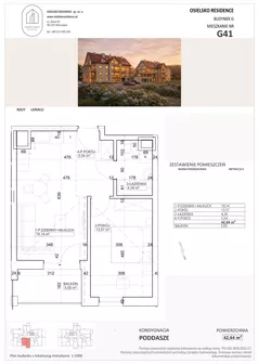 2 pokoje, mieszkanie 42,64 m², piętro 3, oferta nr G41, Osielsko Residence bud. G, Osielsko, ul. Jana Pawła II 83