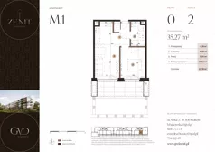 2 pokoje, apartament 35,27 m², parter, oferta nr M1, ZENIT Głowackiego, Kraków, Bronowice, ul. Głowackiego 22