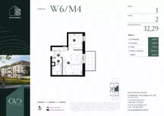 2 pokoje, mieszkanie 32,29 m², piętro 1, oferta nr M-W6/04, GVD Baranówek, Kielce, Baranówek, ul. Rajtarska 10