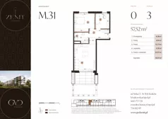 3 pokoje, apartament 57,52 m², parter, oferta nr M31, ZENIT Głowackiego, Kraków, Bronowice, ul. Głowackiego 22
