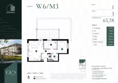 3 pokoje, mieszkanie 65,78 m², piętro 1, oferta nr M-W6/03, GVD Baranówek, Kielce, Baranówek, ul. Rajtarska 10