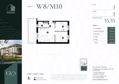 3 pokoje, mieszkanie 55,55 m², piętro 3, oferta nr M-W8/10, GVD Baranówek, Kielce, Baranówek, ul. Rajtarska 10