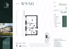 3 pokoje, mieszkanie 51,60 m², parter, oferta nr M-W9/01, GVD Baranówek, Kielce, Baranówek, ul. Rajtarska 10