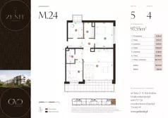 4 pokoje, mieszkanie 97,55 m², piętro 5, oferta nr M24, ZENIT Głowackiego, Kraków, Bronowice, ul. Głowackiego 22