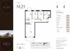 4 pokoje, apartament 77,30 m², piętro 4, oferta nr M23, ZENIT Głowackiego, Kraków, Bronowice, ul. Głowackiego 22
