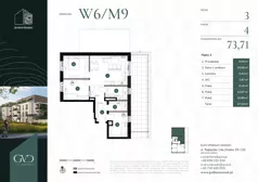 4 pokoje, mieszkanie 73,71 m², piętro 3, oferta nr M-W6/09, GVD Baranówek, Kielce, Baranówek, ul. Rajtarska 10