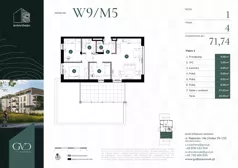 4 pokoje, mieszkanie 71,74 m², piętro 1, oferta nr M-W9/05, GVD Baranówek, Kielce, Baranówek, ul. Rajtarska 10