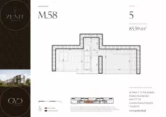 5 pokoi, apartament 112,21 m², piętro 5, oferta nr M58, ZENIT Głowackiego, Kraków, Bronowice, ul. Głowackiego 22