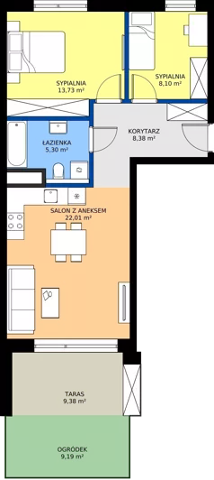 3 pokoje, apartament 57,52 m², parter, oferta nr M31, ZENIT Głowackiego, Kraków, Bronowice, ul. Głowackiego 22