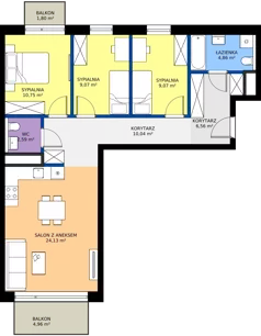 4 pokoje, apartament 77,07 m², piętro 3, oferta nr M18, ZENIT Głowackiego, Kraków, Bronowice, ul. Głowackiego 22