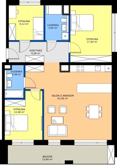 4 pokoje, apartament 99,89 m², piętro 1, oferta nr M5, ZENIT Głowackiego, Kraków, Bronowice, ul. Głowackiego 22