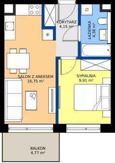 2 pokoje, apartament 35,19 m², piętro 4, oferta nr M54, ZENIT Głowackiego, Kraków, Bronowice, ul. Głowackiego 22