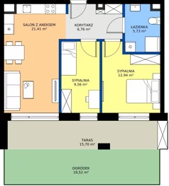 3 pokoje, apartament 56,40 m², parter, oferta nr M2, ZENIT Głowackiego, Kraków, Bronowice, ul. Głowackiego 22